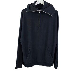 All Saints Mens Gethian Funnel Neck Sweater, Black, Cotton, Zip, Size M